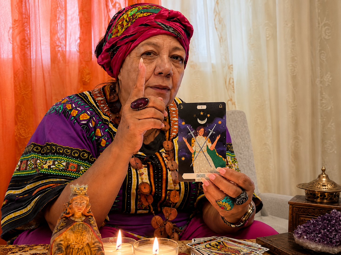 Abuela del Tarot en su espacio de lectura